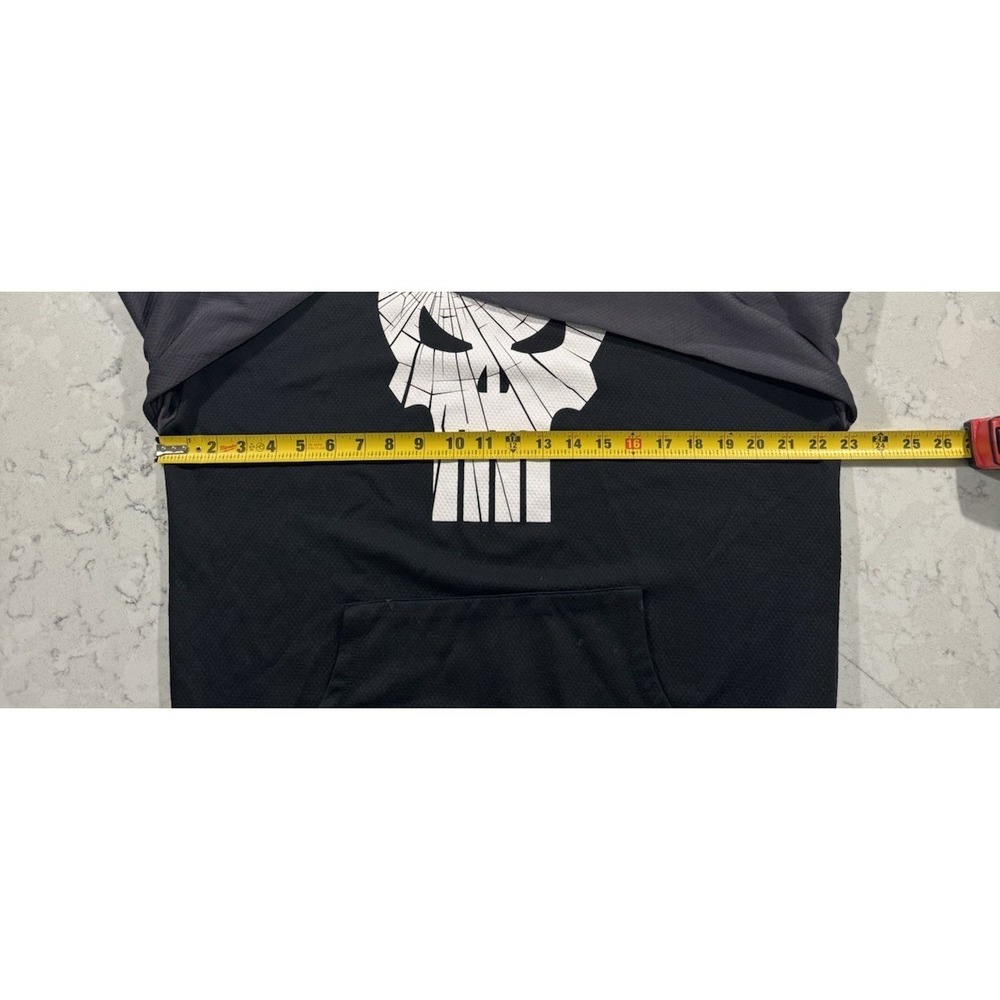 Marvel Punisher Skull Hoodie Mens Medium Black Gray Pullover Sweatshirt - Picture 5 of 9
